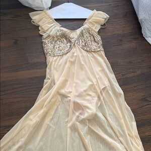 Sheer Champagne Gold Sequin dance costume